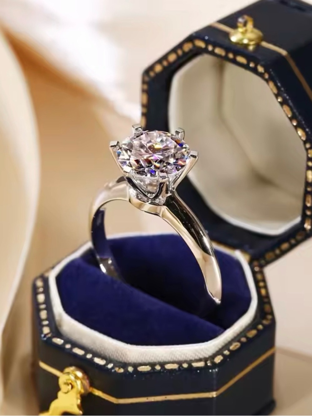 Classic Silver Solitaire Ring with Clear Stone